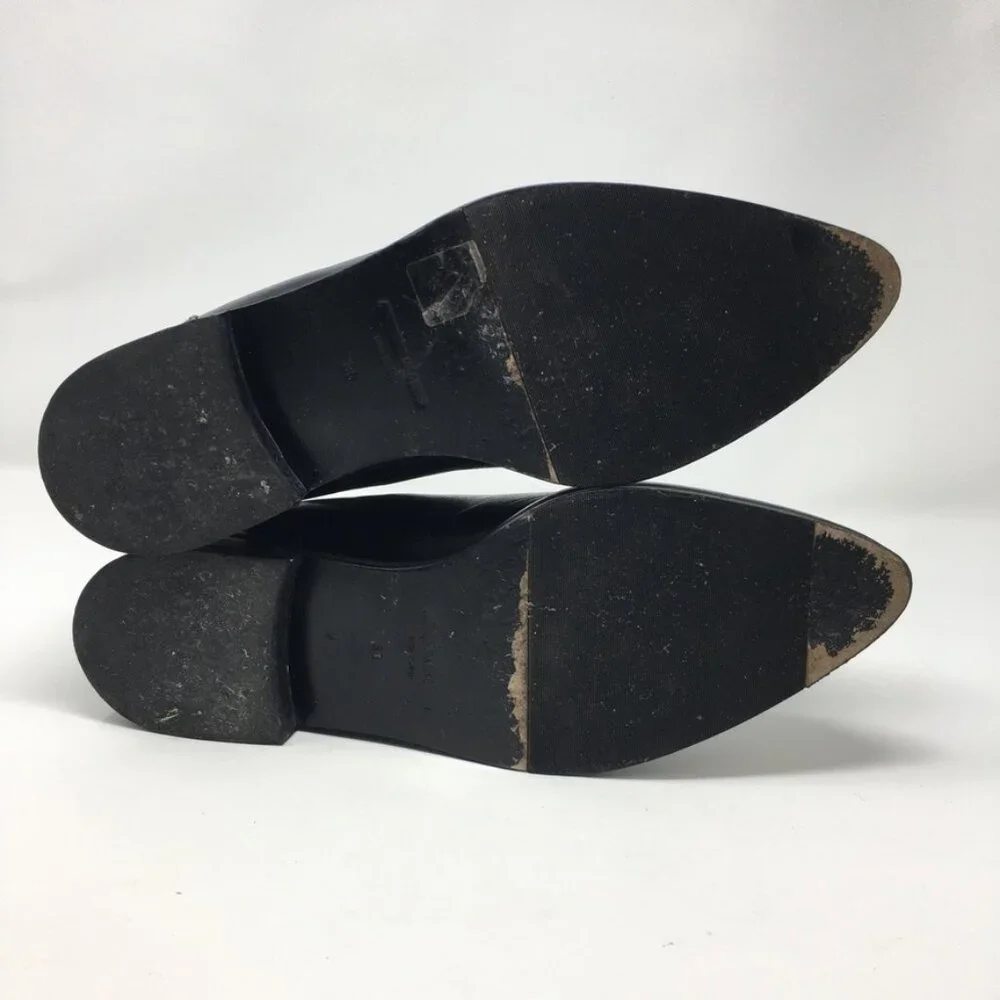 McQ by Alexander McQueen Ankle Boots Womens 38  Black Leather Slip On Stretch